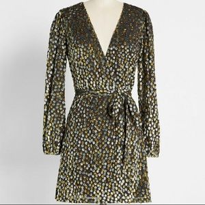ModCloth Glitter Wrap Dress, NWT, Size Small